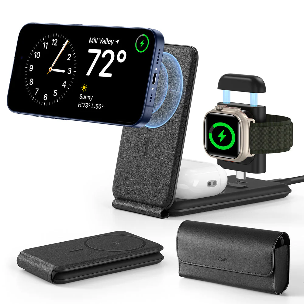 HaloLock™ 3-in-1 Travel Wireless Charging Set - White - EU Plug - Image 3