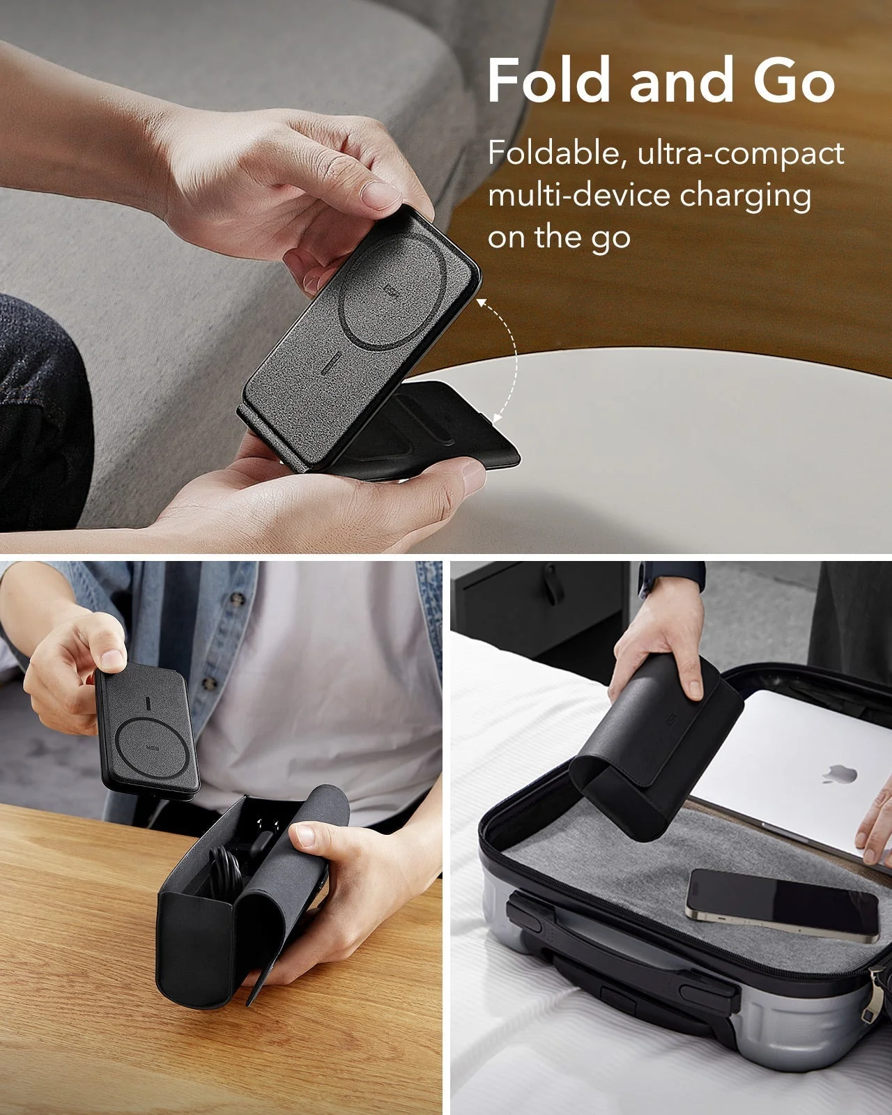 HaloLock™ 3-in-1 Travel Wireless Charging Set - White - EU Plug - Image 4