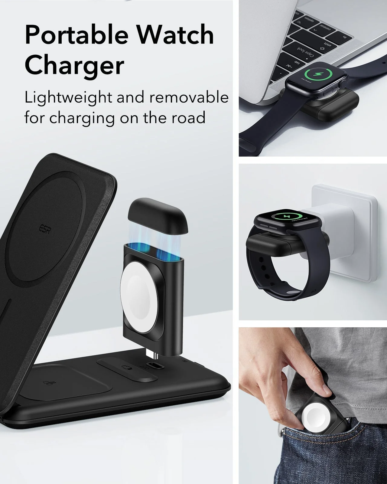 HaloLock™ 3-in-1 Travel Wireless Charging Set - White - EU Plug - Image 7