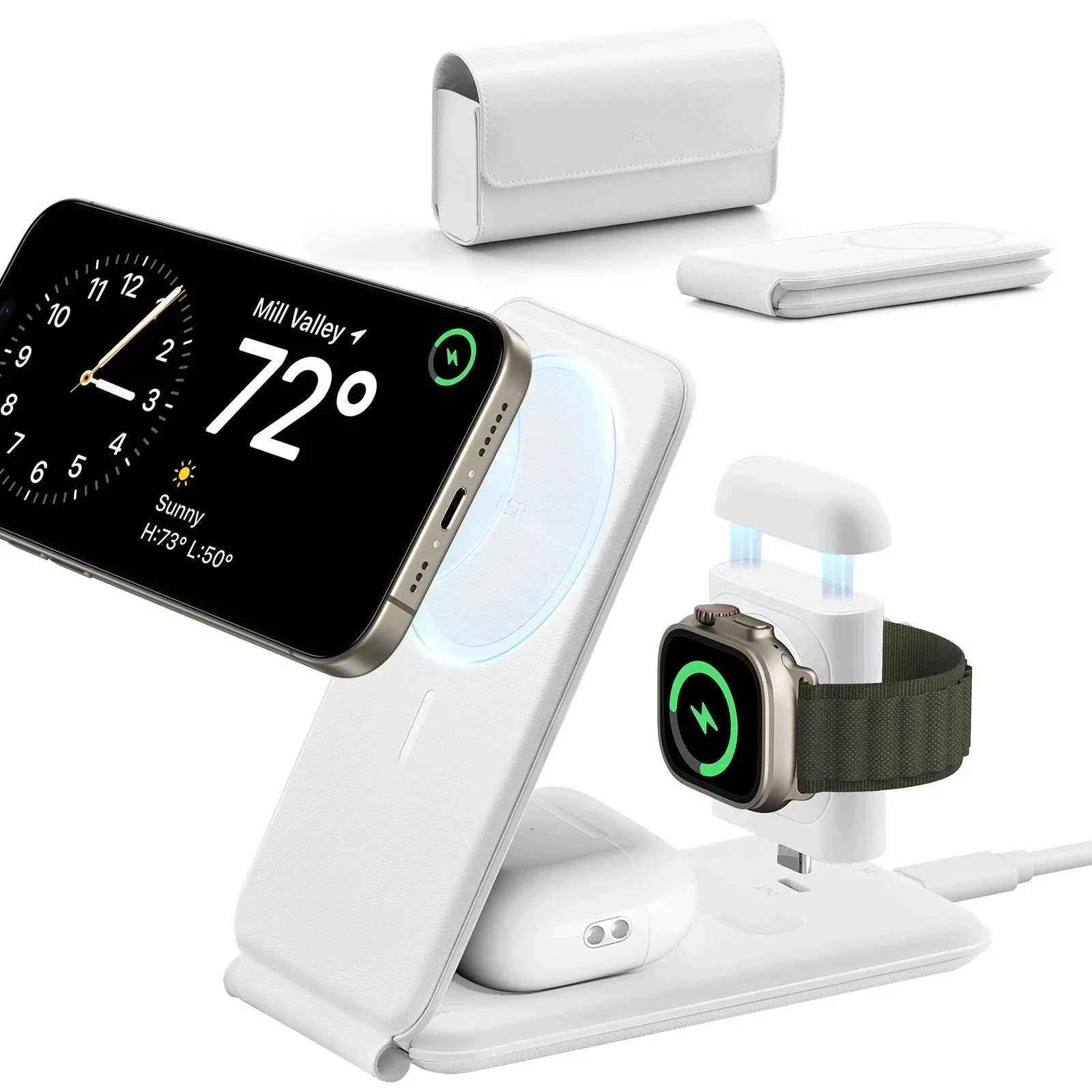 HaloLock™ 3-in-1 Travel Wireless Charging Set - White - JP Plug - Image 13