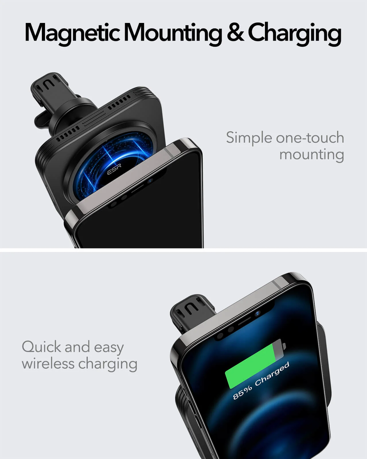 Magnetic Wireless Car Charger (HaloLock) - Black - Image 5
