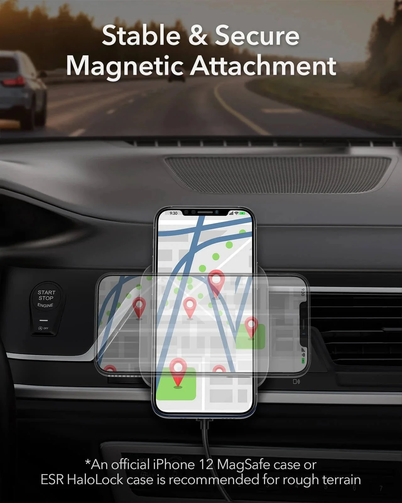 Magnetic Wireless Car Charger (HaloLock) - Black - Image 6
