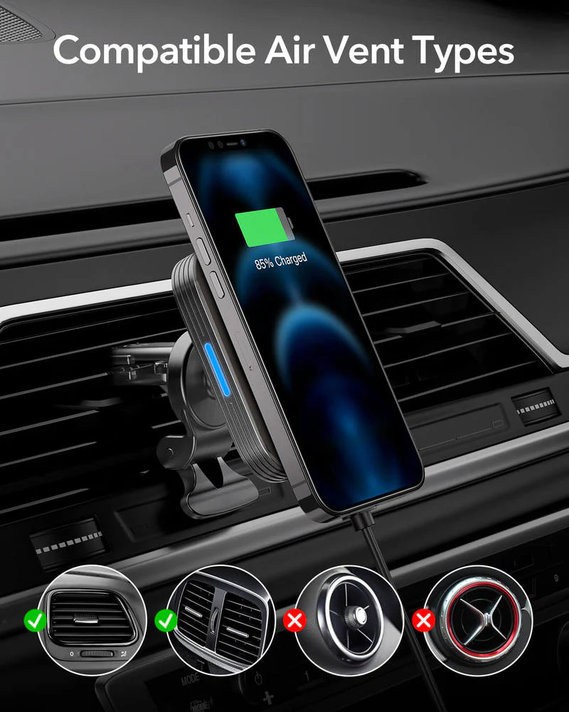 Magnetic Wireless Car Charger (HaloLock) - Black - Image 9