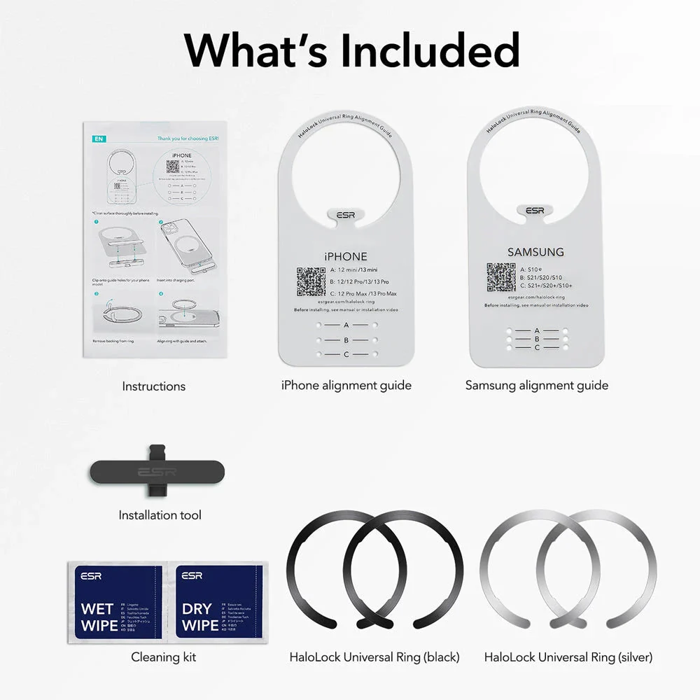 Universal Ring (HaloLock) - Black/Silver-4 Pack - Image 3