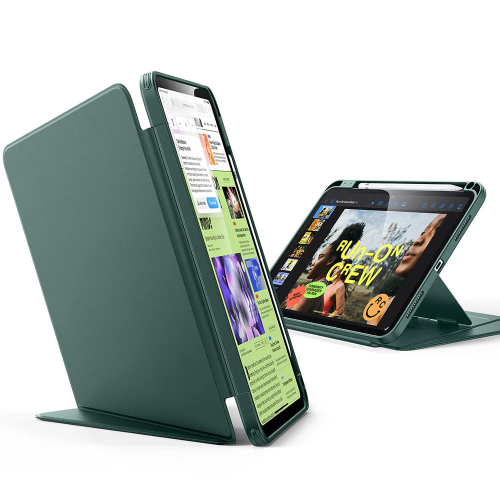 iPad 10th Gen Bundle Flip Magnetic Case with Geo Digital Pencil - Green - Image 3