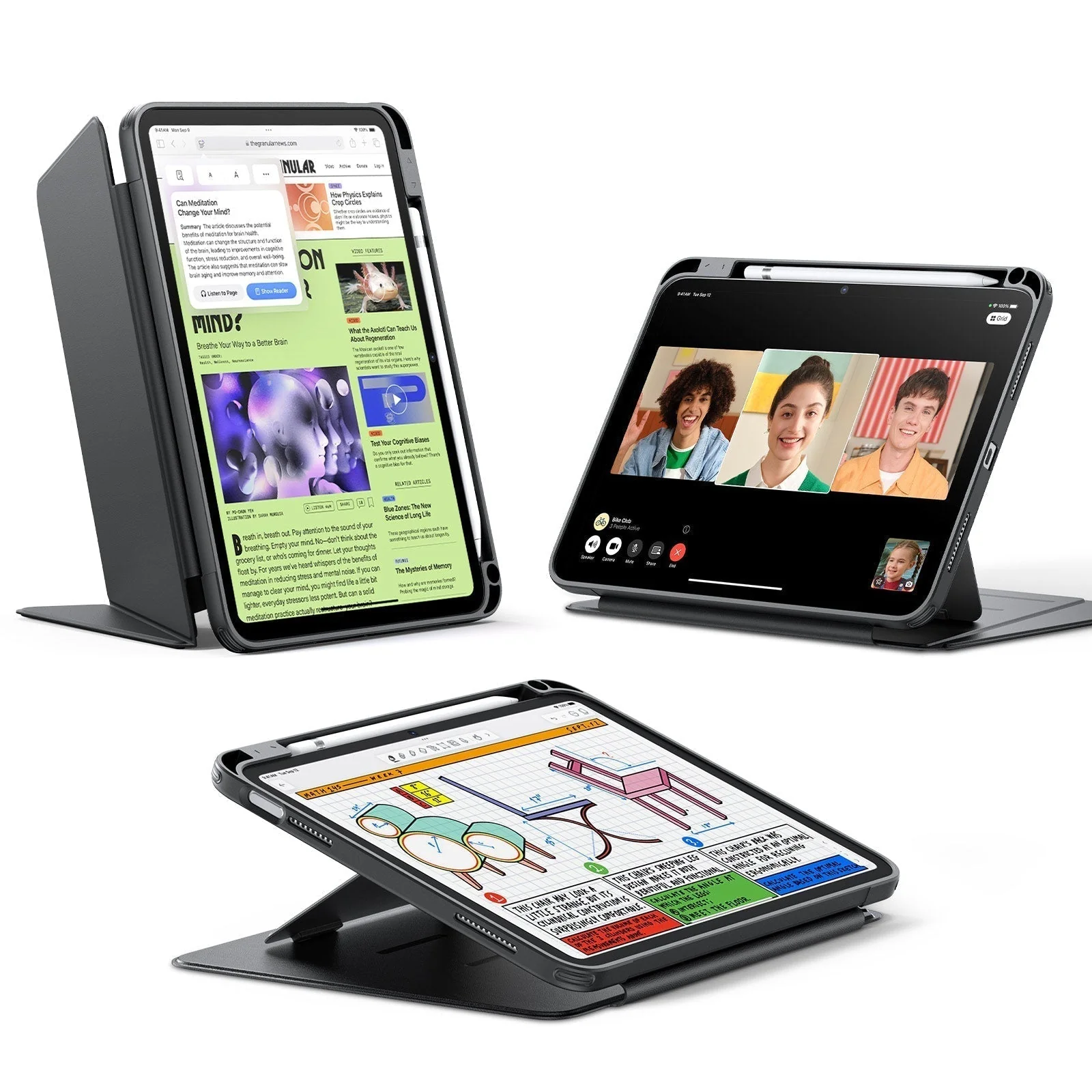 iPad 10th Generation Flip Magnetic Case with Pencil Holder - Black