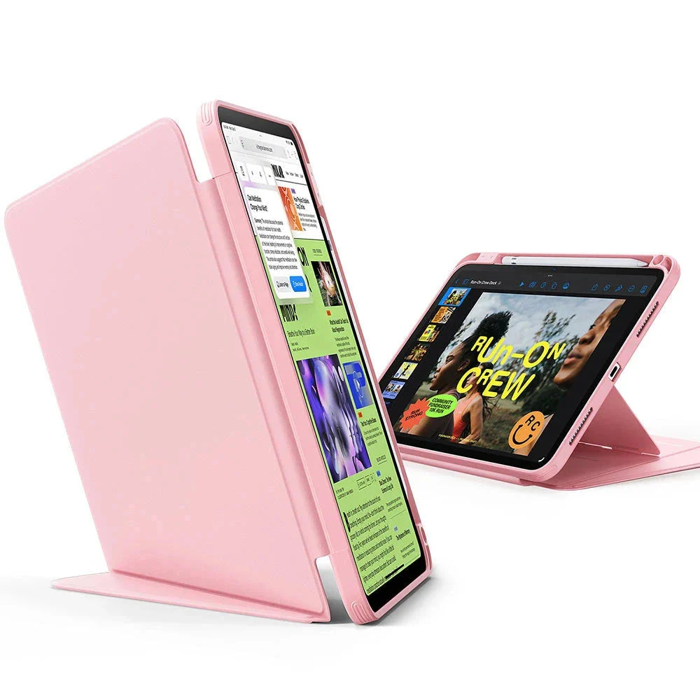 iPad 10th Generation Flip Magnetic Case with Pencil Holder - Pink - Image 3