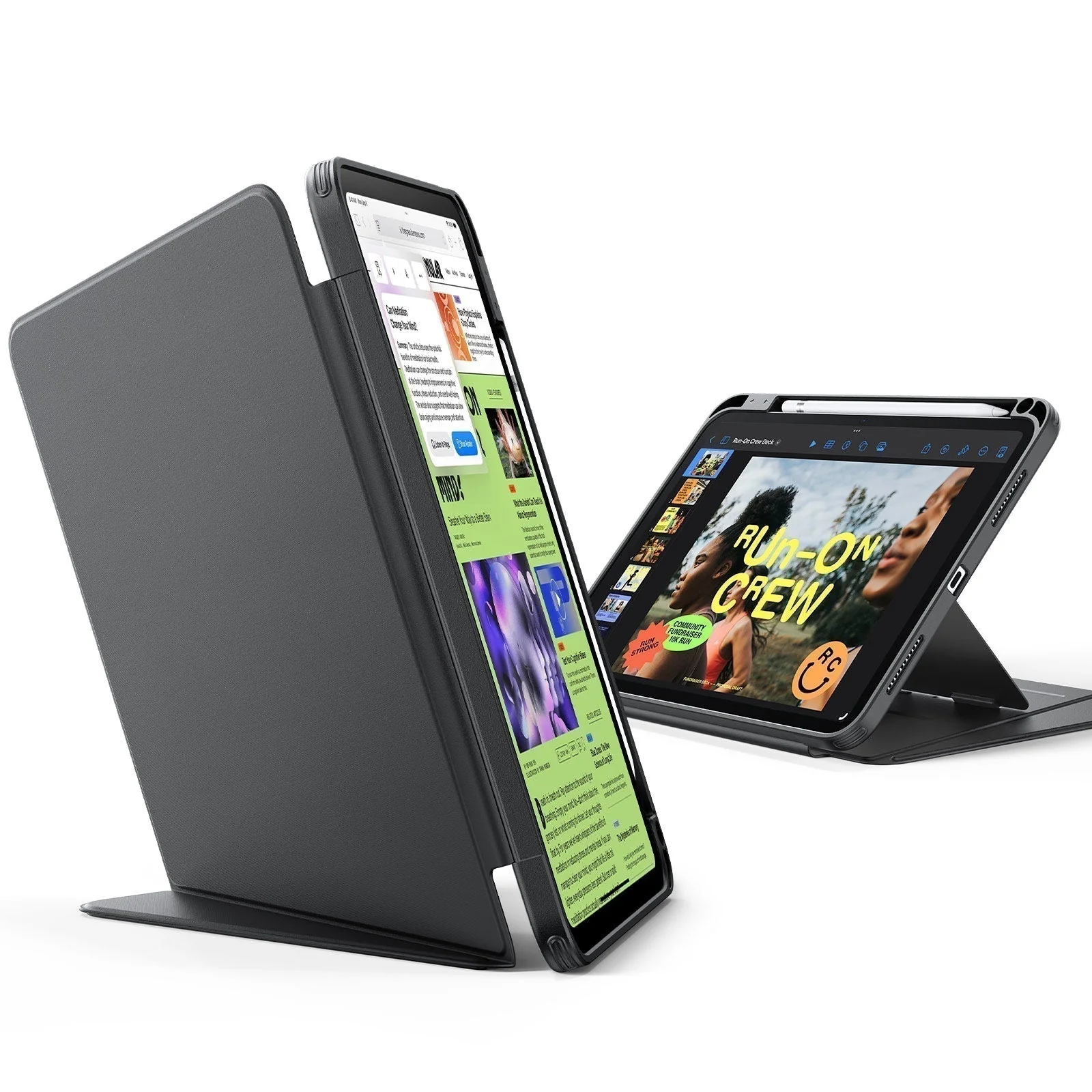 iPad 11" (A16, 2025) Flip Magnetic Case with Pencil Holder - Black - Image 3