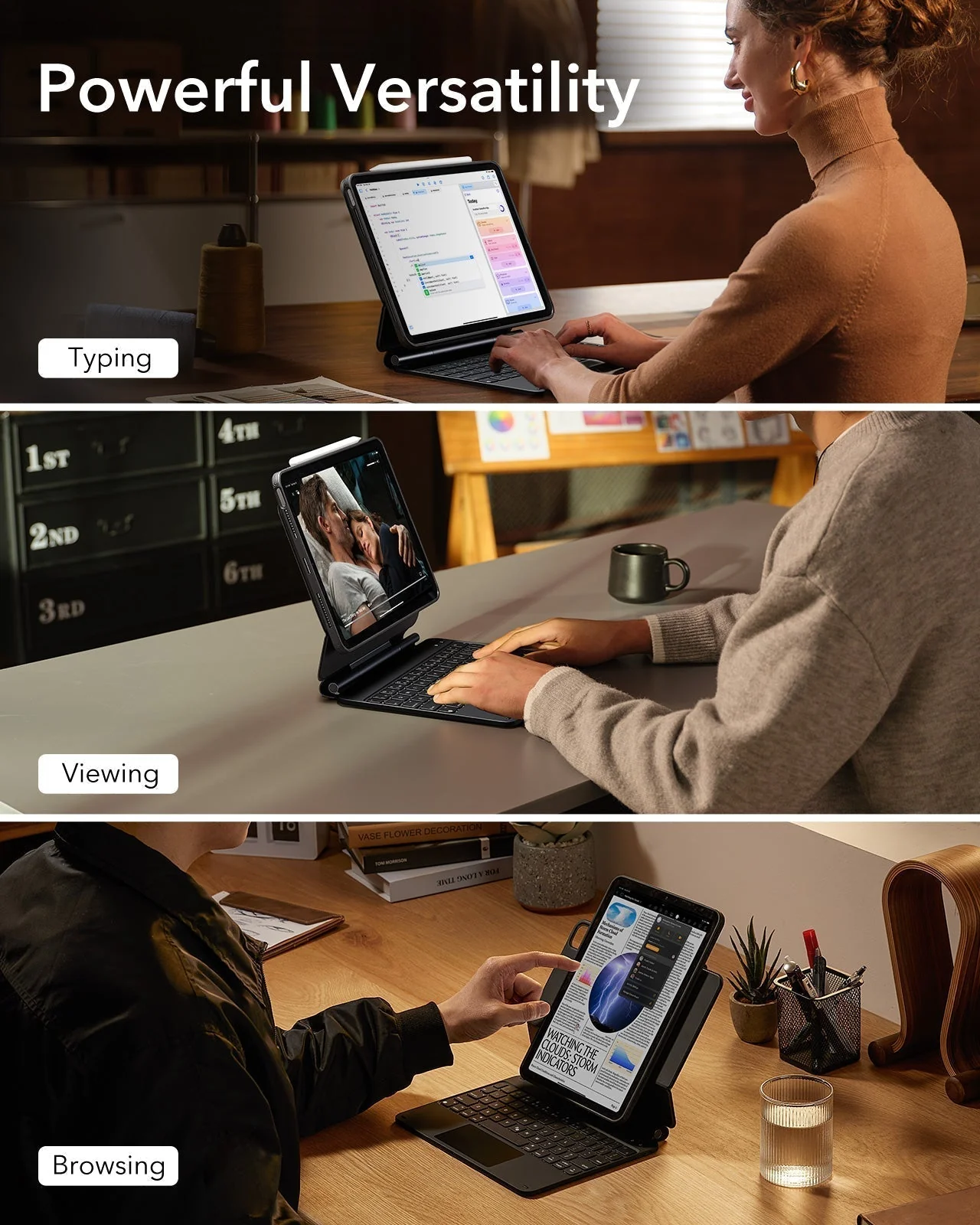 iPad Air 10.9” (5th/4th Gen), and Pro 11” (4th/3rd/2nd/1st Gen) Rebound Magnetic Keyboard Case 360 - UK Layout-Black - Image 3