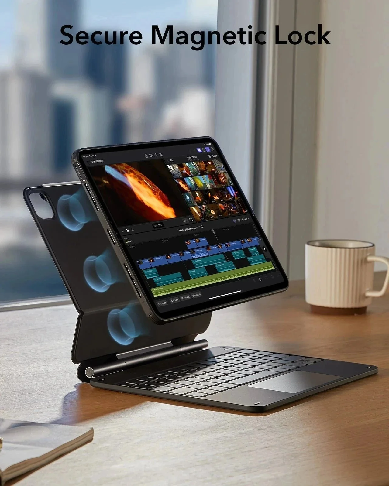 iPad Air 10.9” (5th/4th Gen), and Pro 11” (4th/3rd/2nd/1st Gen) Rebound Magnetic Keyboard Case 360 - UK Layout-Black - Image 7