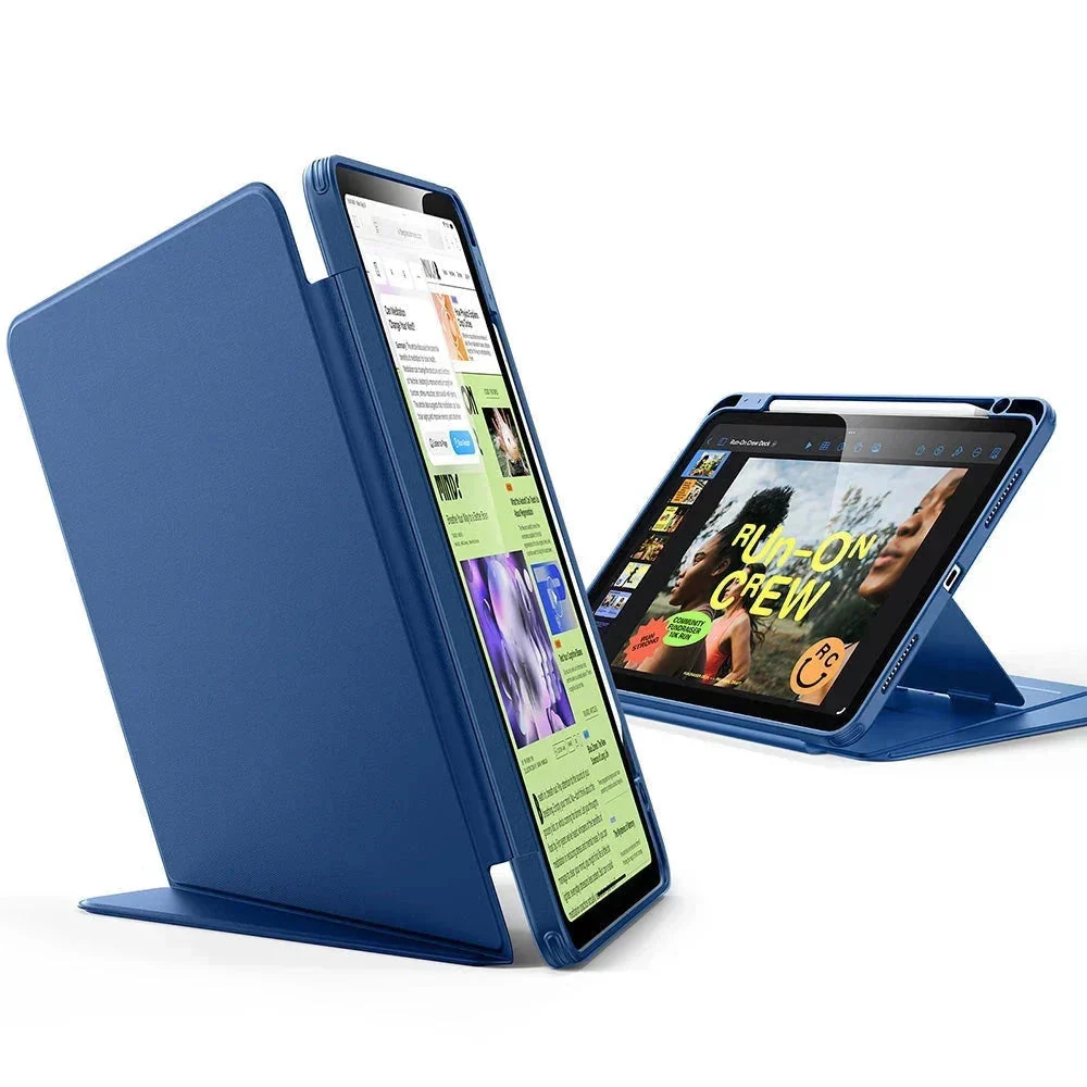 iPad Air 11" (2024), Air 10.9" (5th/4th Gen) Flip Magnetic Case with Pencil Holder - Navy Blue - Image 3