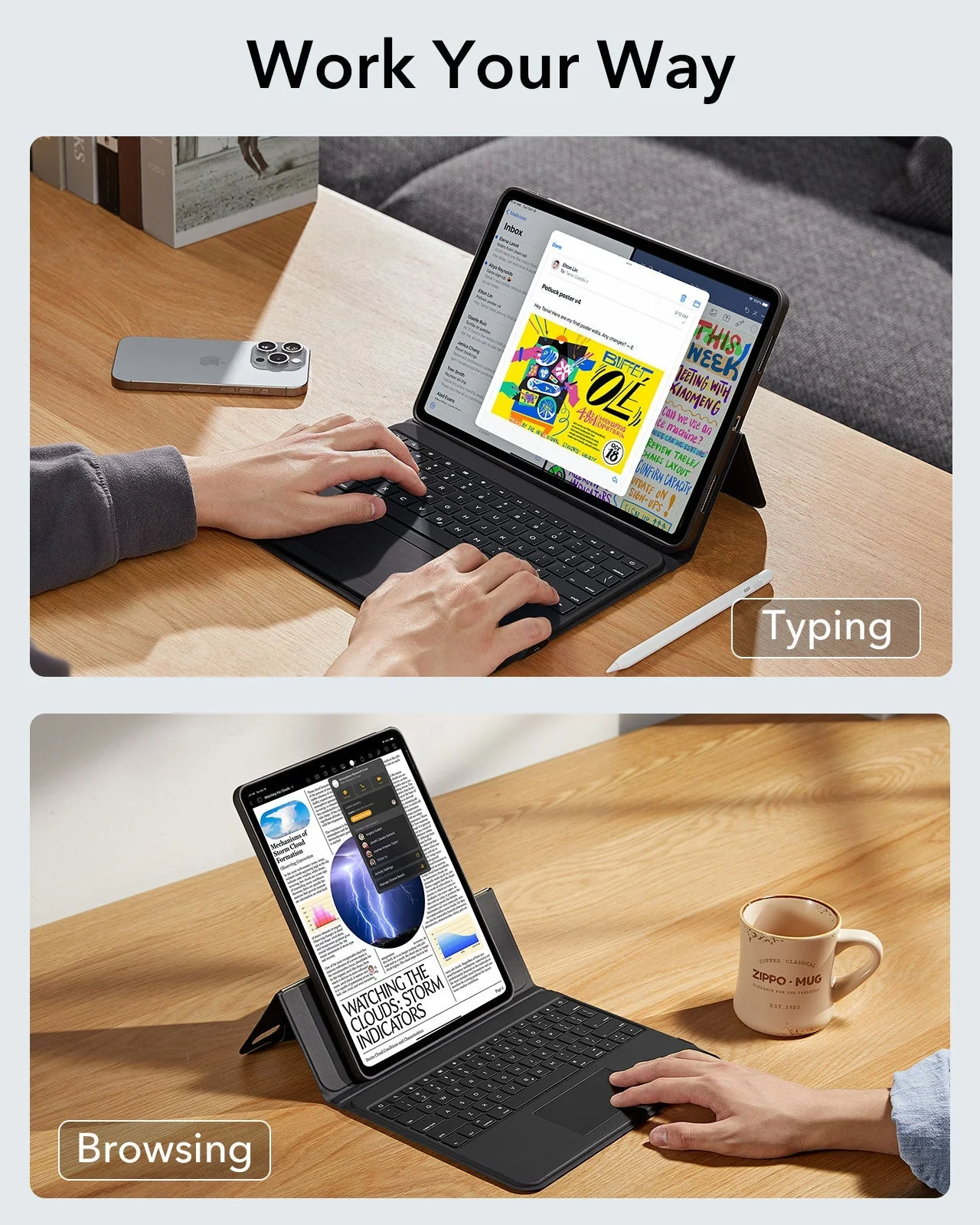 iPad Air 13” (2024) Ascend Keyboard Case - UK Layout - Black - Image 4