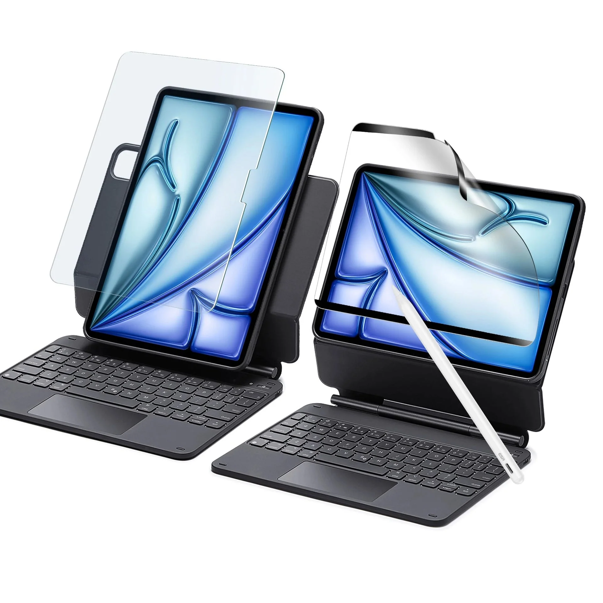 iPad Air 13ʺ (2024) Rebound Magnetic Keyboard Case 360 Transformation Bundle - UK Layout-Black