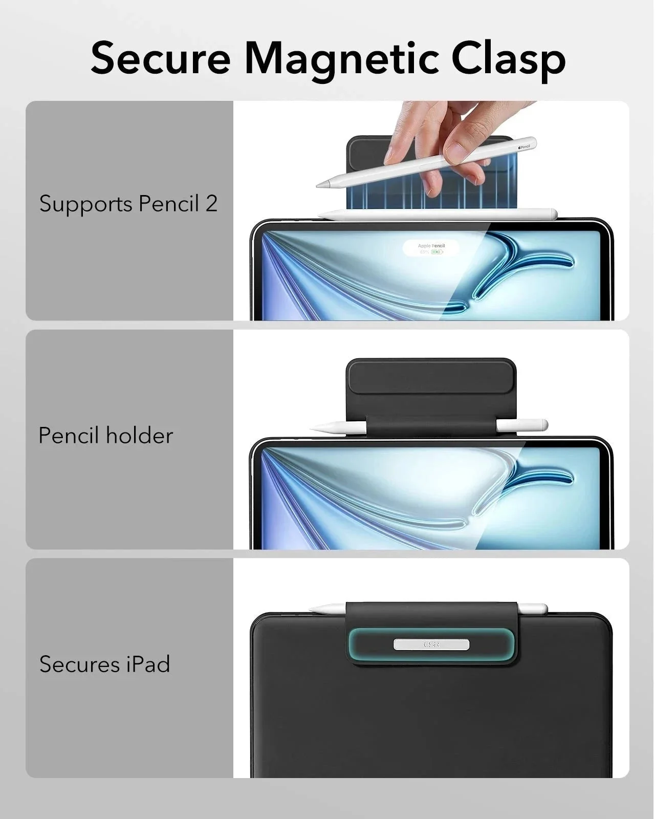 iPad Air 13" (2025) Rebound Magnetic Keyboard Case - UK Layout-Black - Image 8