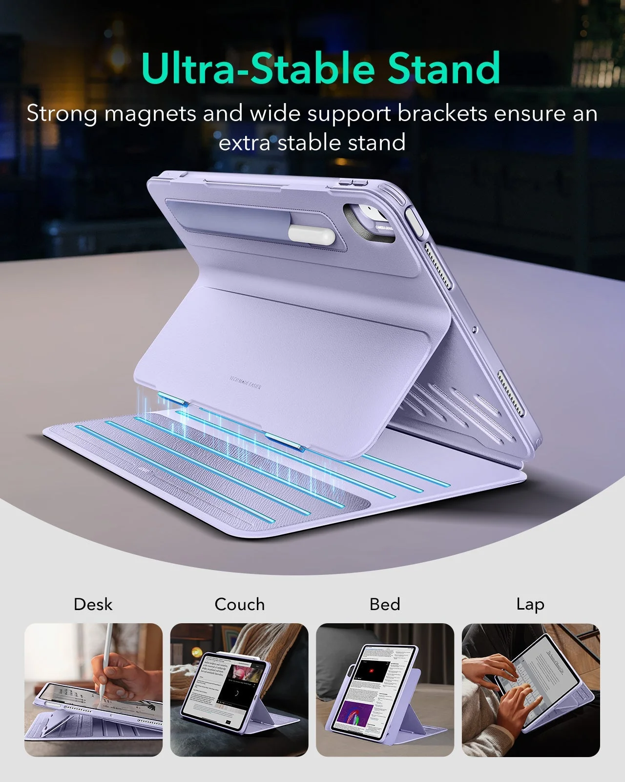 iPad Air 11" (2024), Air 10.9" (5th/4th Gen) Shift Magnetic Case - Light Purple - Image 3