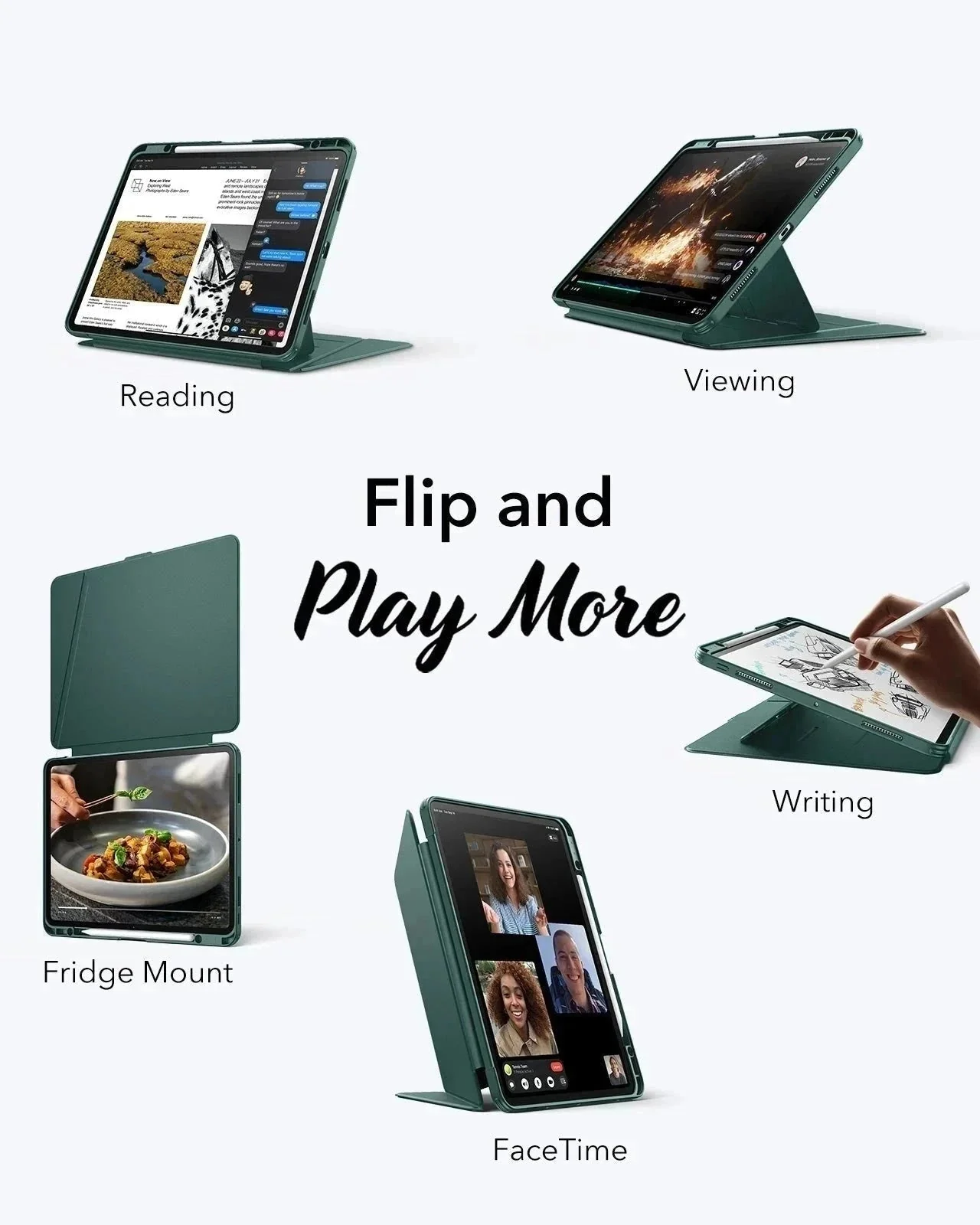 iPad Pro 13″ (2024) Flip Magnetic Case with Pencil Bundle - Green - Image 2