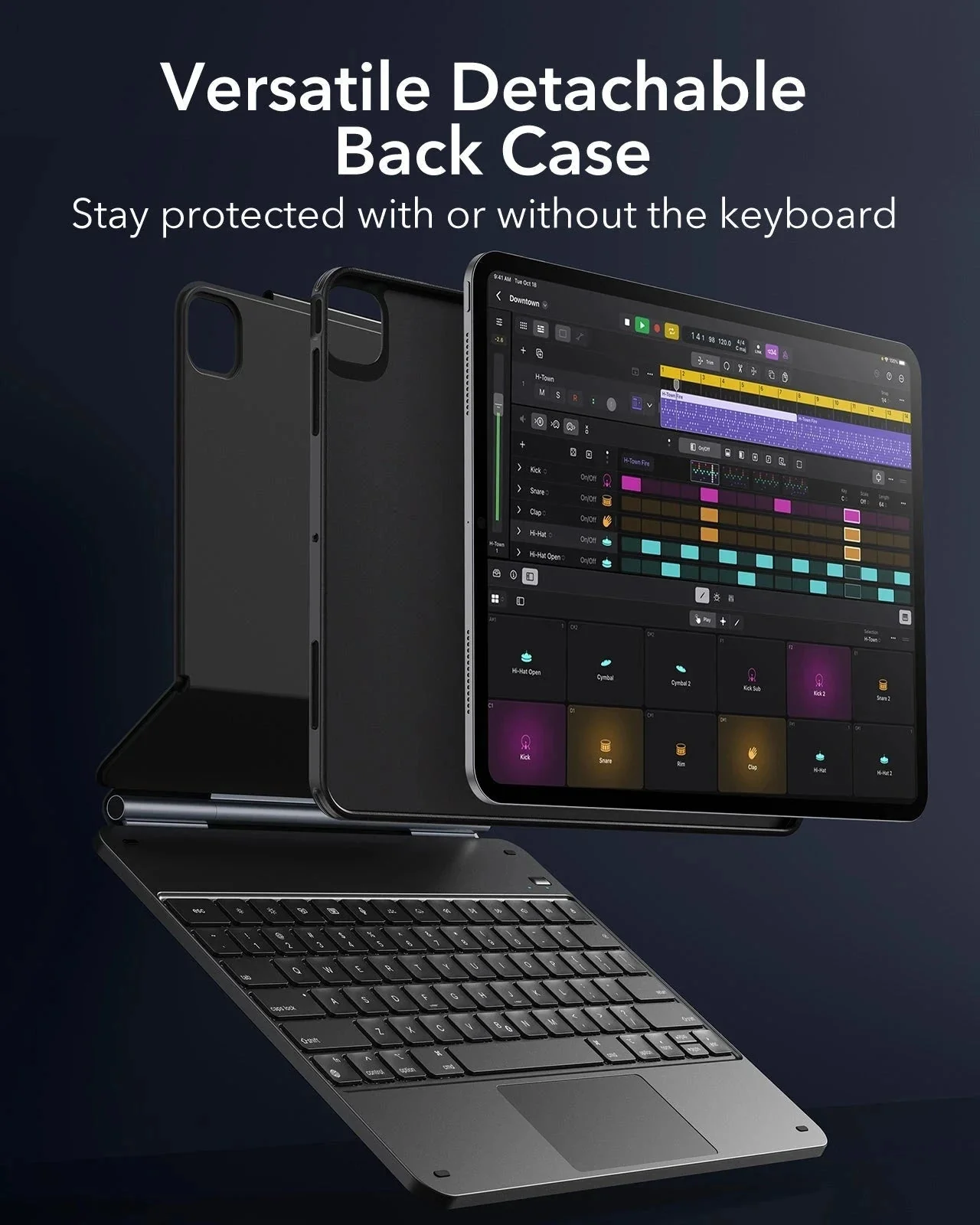 iPad Pro 13” (2024) Rebound Magnetic Keyboard Case 360 - UK Layout-Black - Image 4