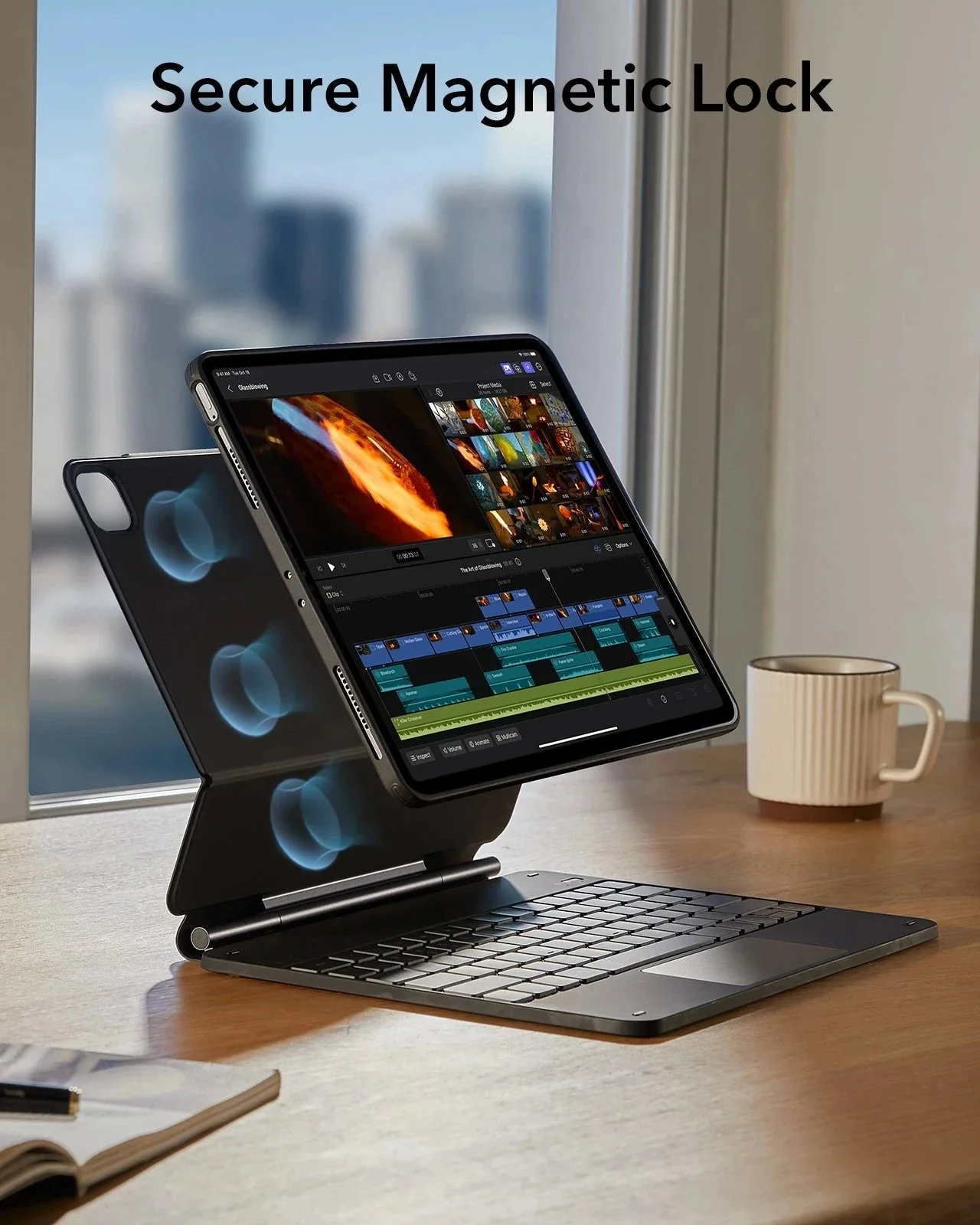 iPad Pro 13” (2024) Rebound Magnetic Keyboard Case 360 - UK Layout-Black - Image 7
