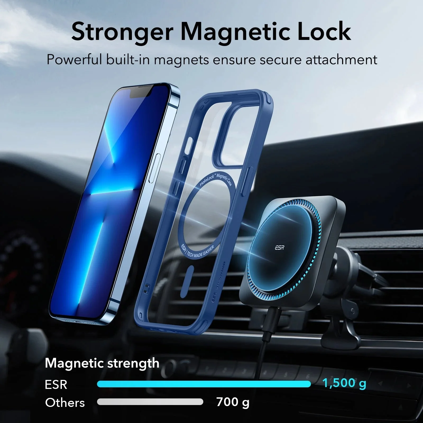 iPhone 13 Pro Classic Hybrid Case (HaloLock) - Clear Blue - Image 3