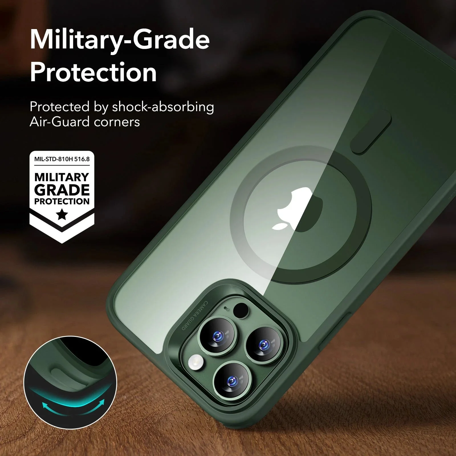 iPhone 13 Pro Max Classic Hybrid Case (HaloLock) - Clear Green - Image 5