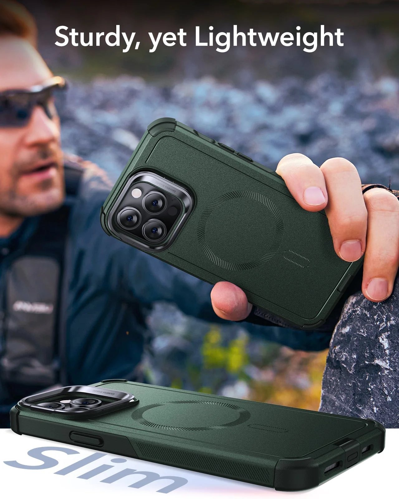 iPhone 13 Pro Max Cyber Tough Magnetic Case (Stash Stand) - Green - Image 7