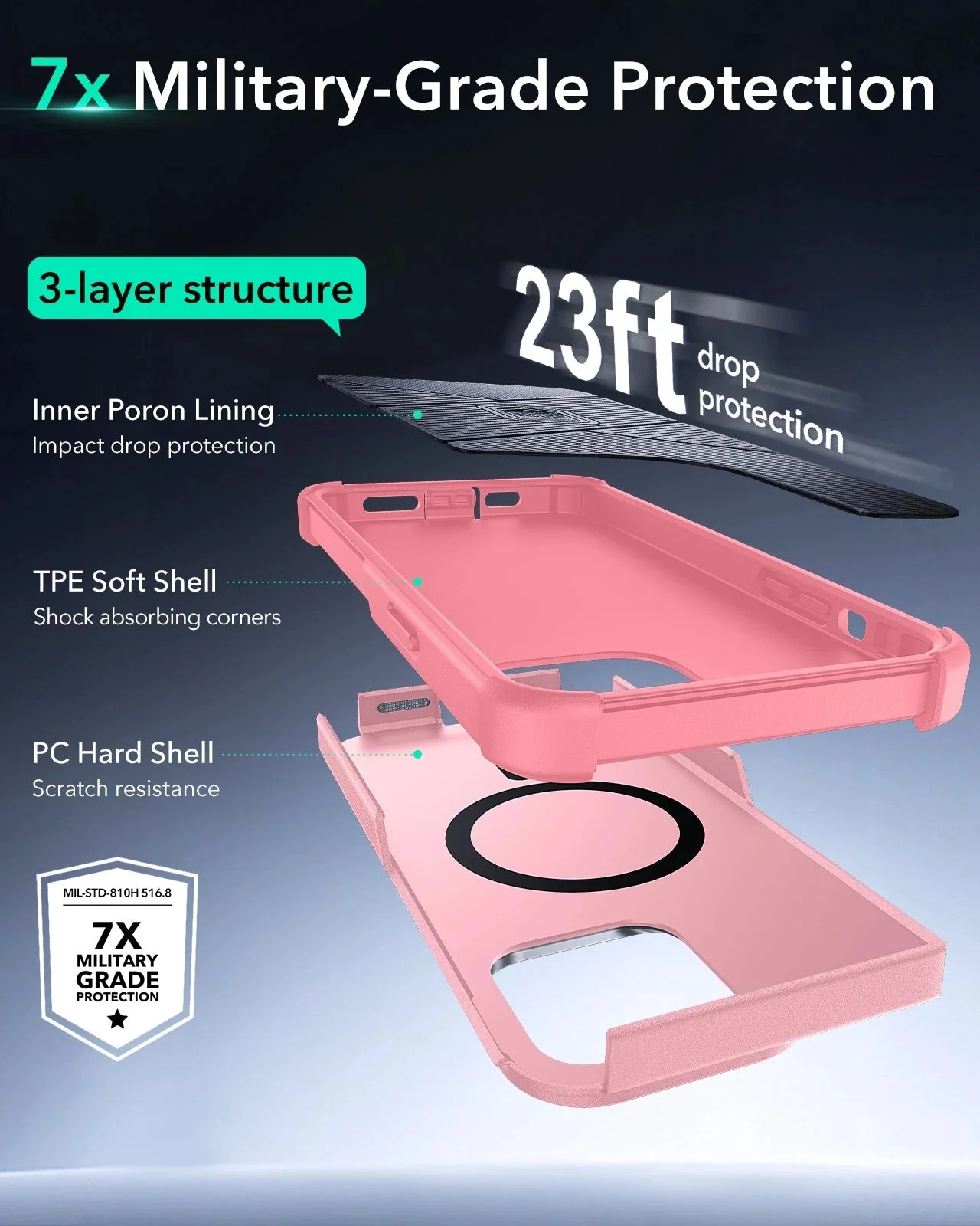 iPhone 13 Pro Max Cyber Tough Magnetic Case (Stash Stand) - Pink - Image 3