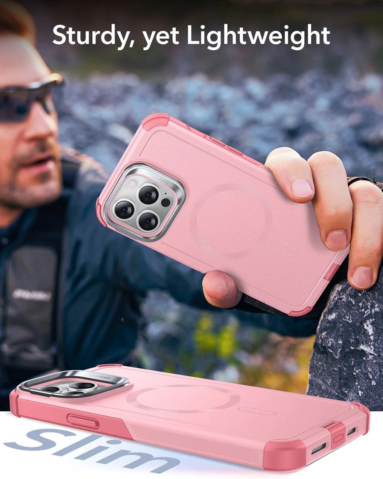 iPhone 13 Pro Max Cyber Tough Magnetic Case (Stash Stand) - Pink - Image 7