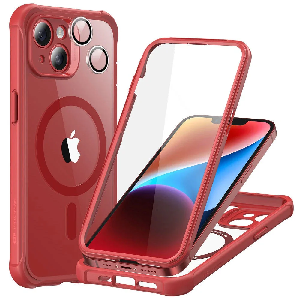 iPhone 14 Armor Tough Case (HaloLock) - Clear Red