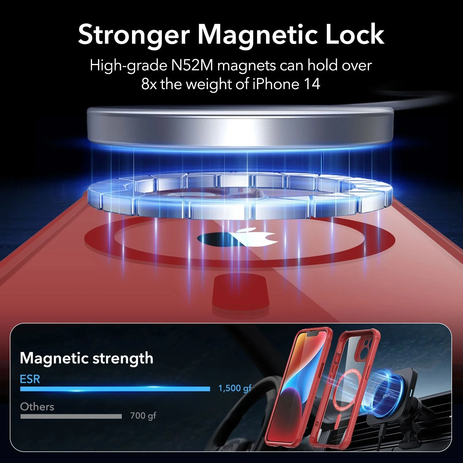 iPhone 14 Armor Tough Case (HaloLock) - Clear Red - Image 5