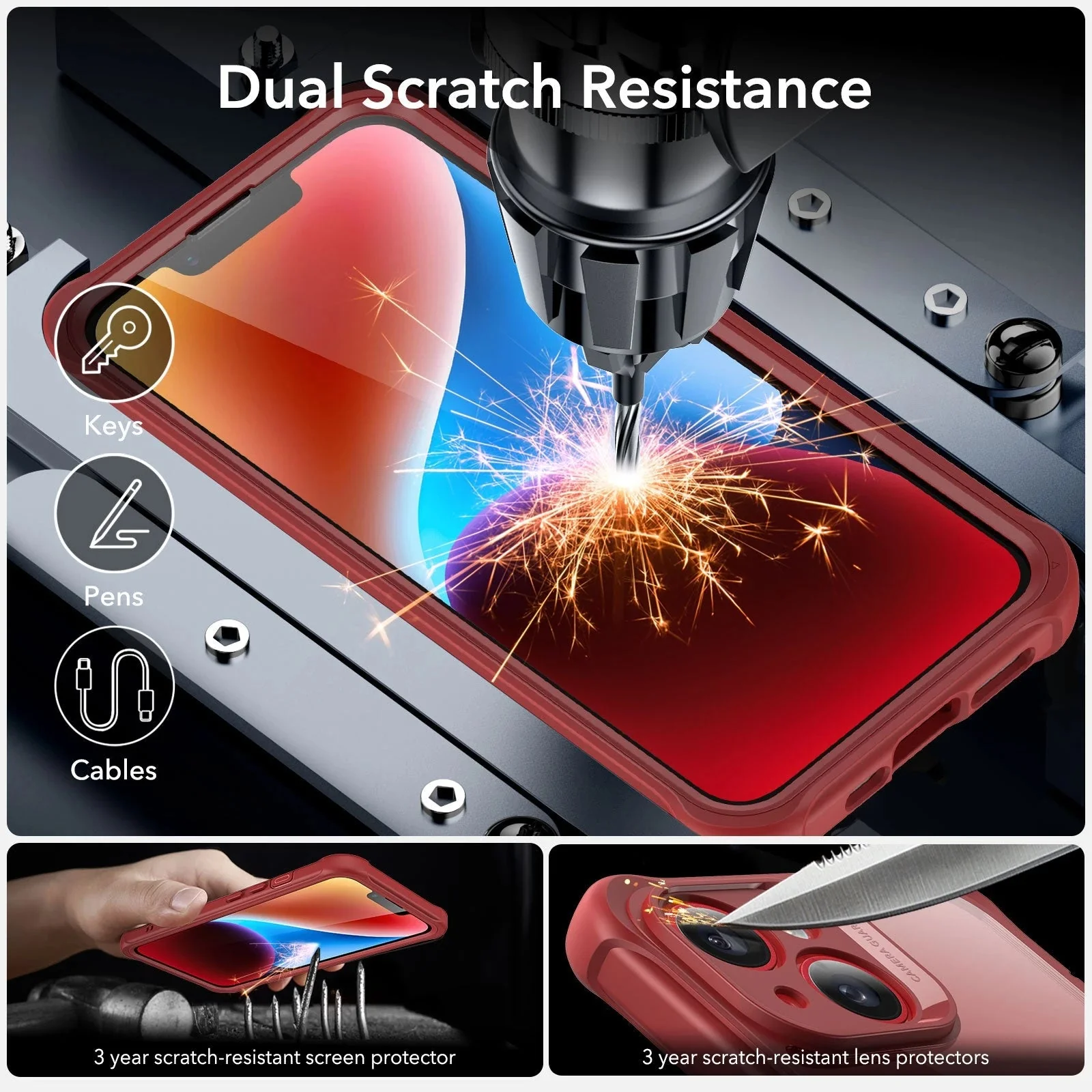 iPhone 14 Armor Tough Case (HaloLock) - Clear Red - Image 7