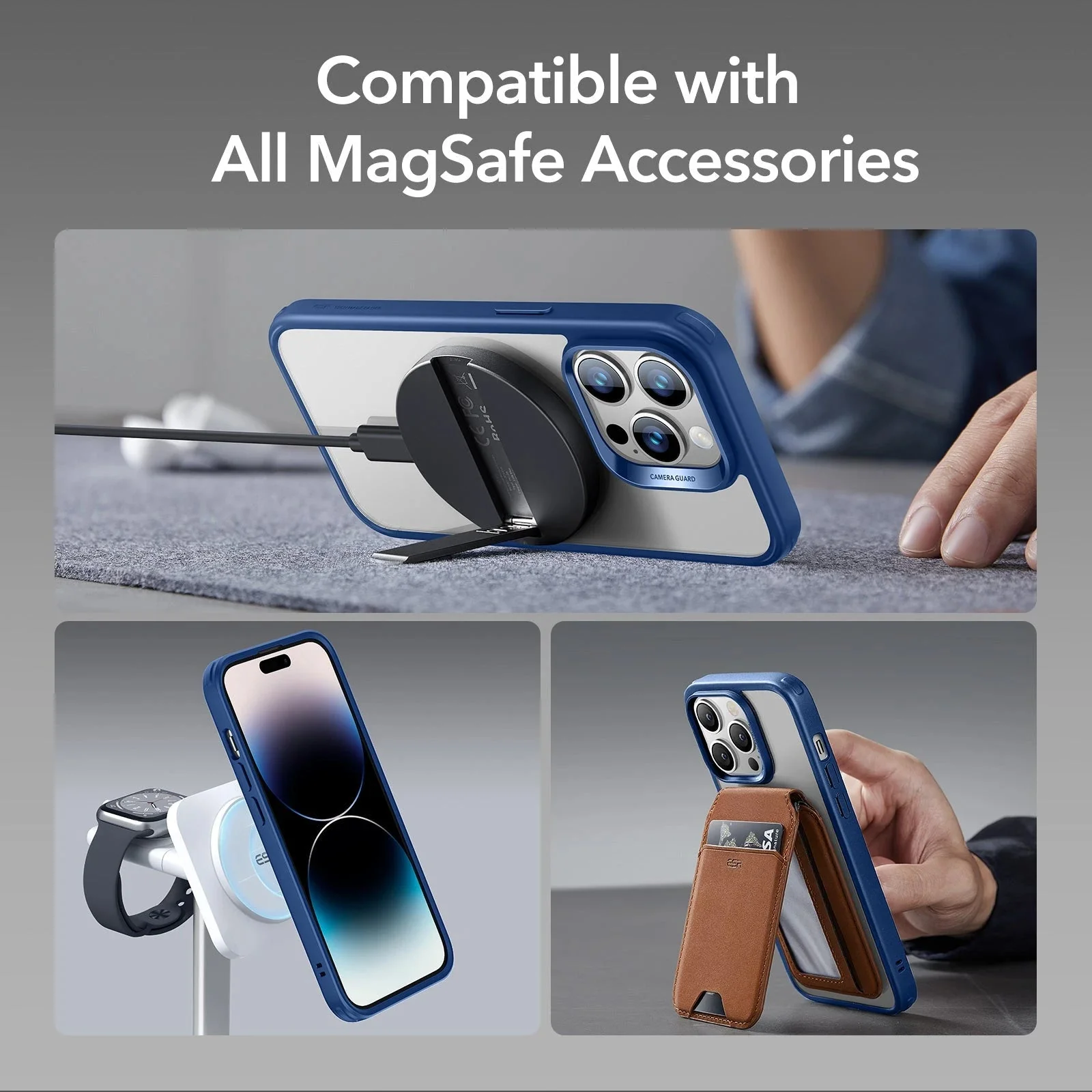 iPhone 14 Pro Classic Hybrid Case (HaloLock) - Clear Blue - Image 6