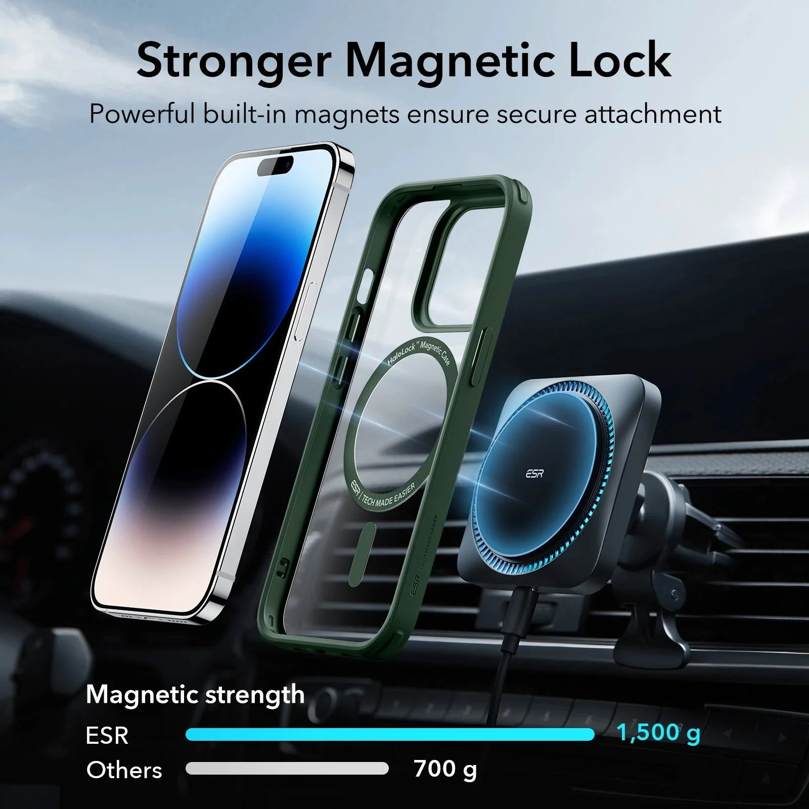 iPhone 14 Pro Classic Hybrid Case (HaloLock) - Clear Green - Image 2
