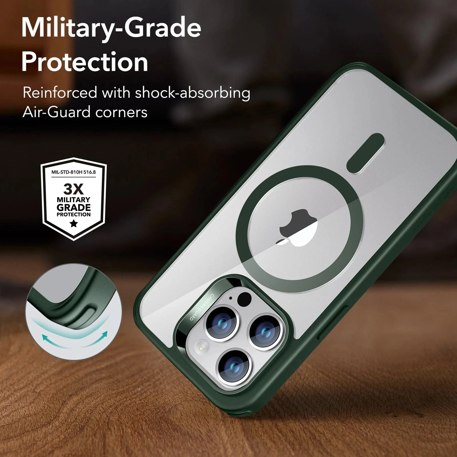 iPhone 14 Pro Classic Hybrid Case (HaloLock) - Clear Green - Image 4