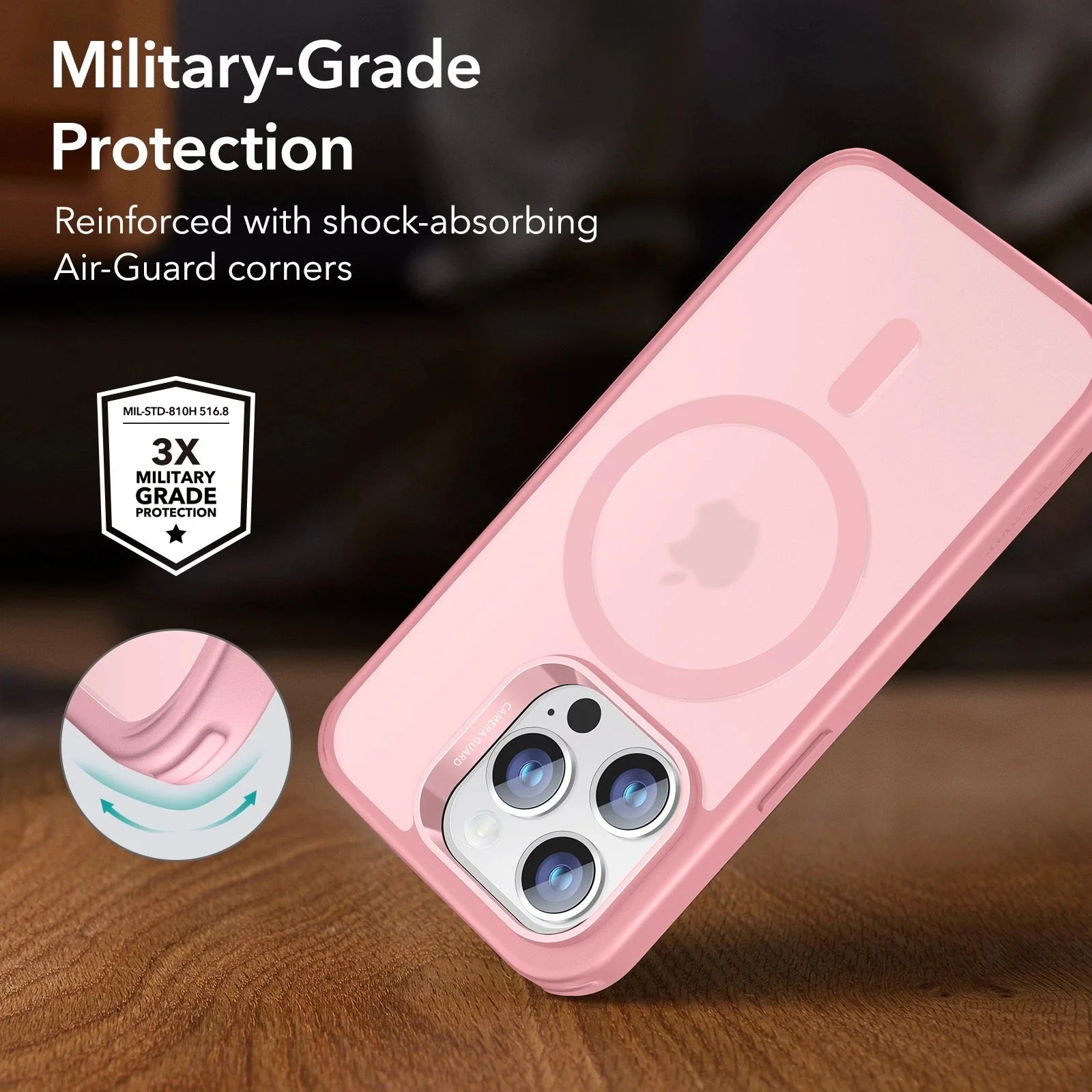 iPhone 14 Pro Classic Hybrid Case (HaloLock) - Frosted Pink - Image 4