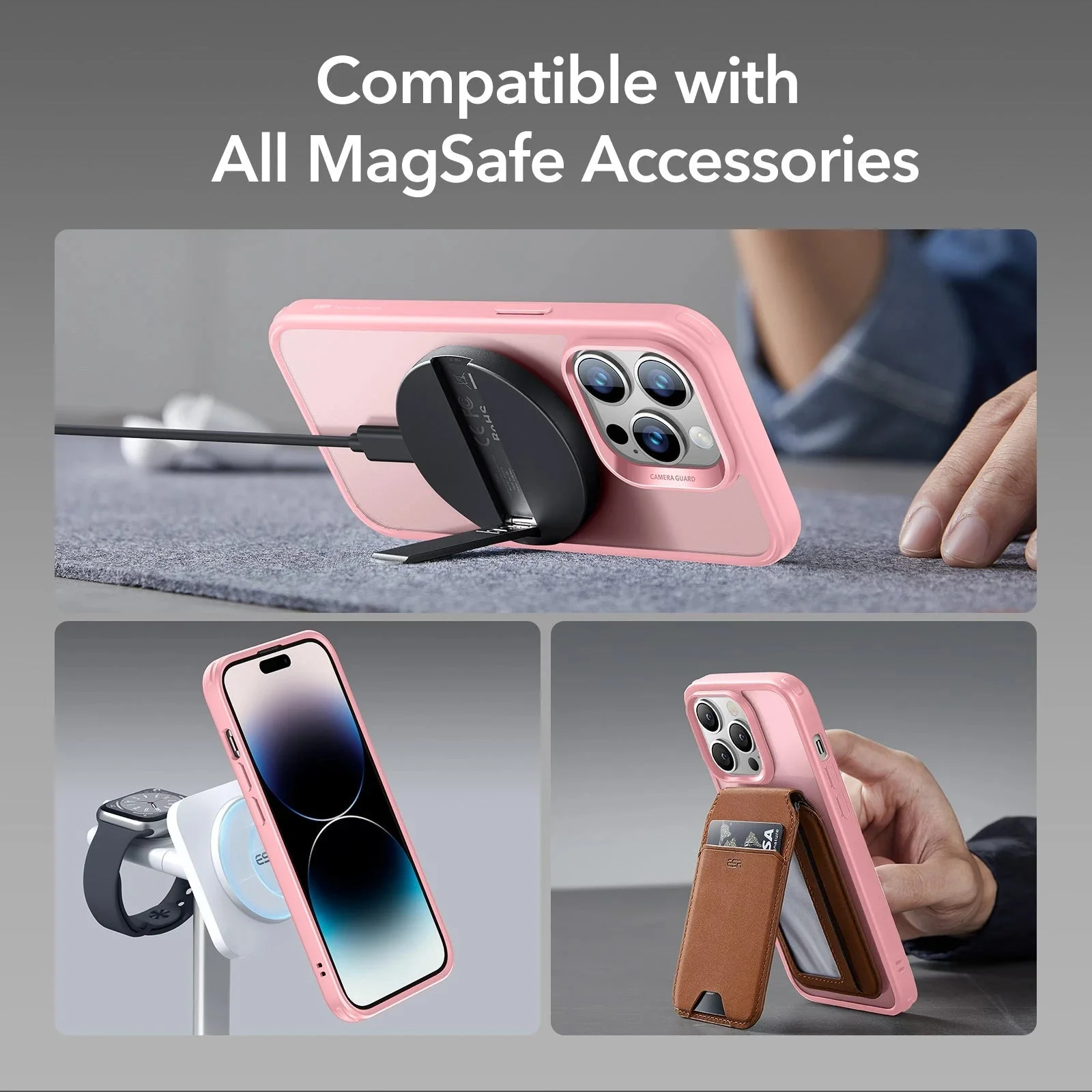 iPhone 14 Pro Classic Hybrid Case (HaloLock) - Frosted Pink - Image 6