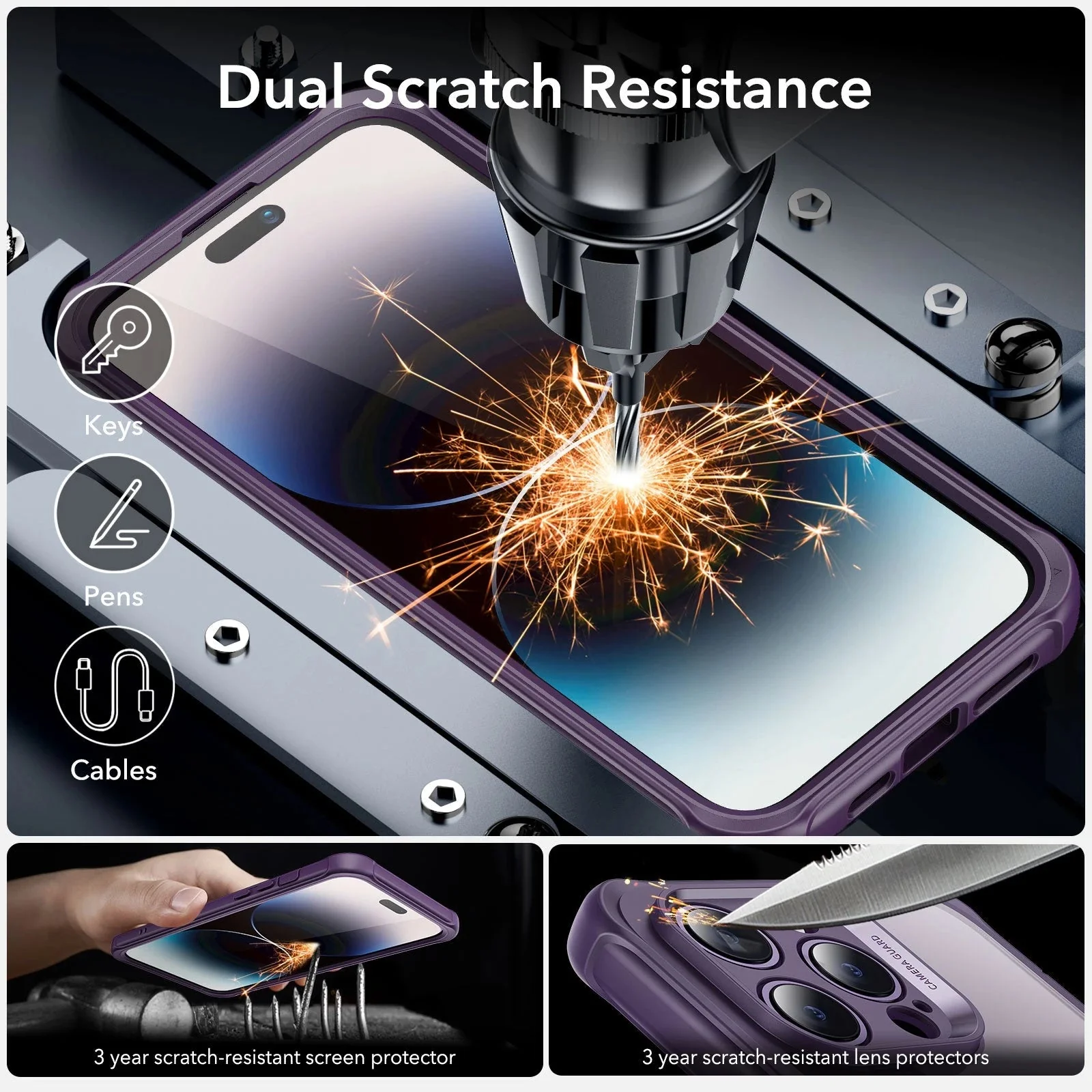 iPhone 14 Pro Max Armor Tough Case (HaloLock) - Clear Purple - Image 5