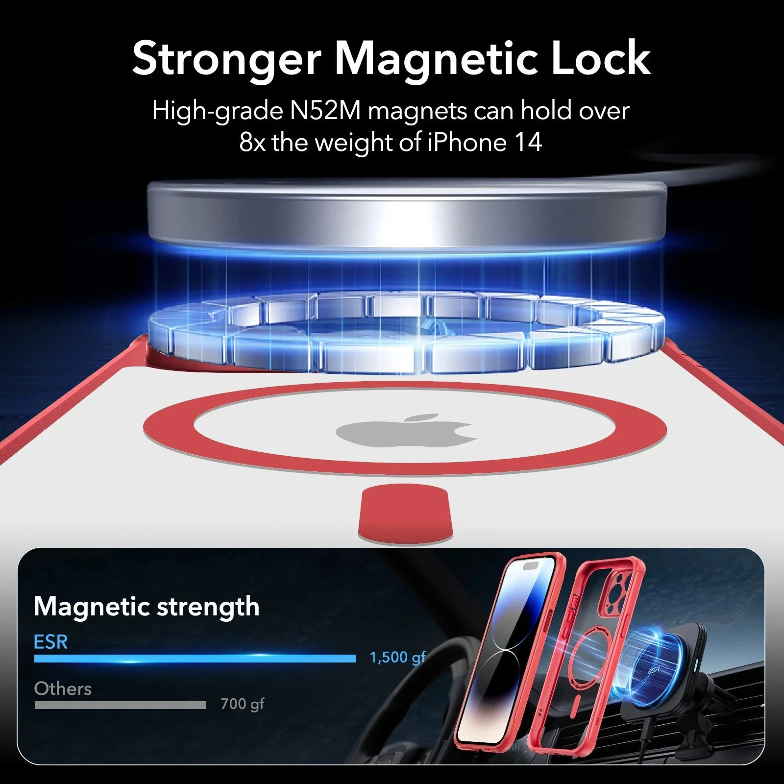 iPhone 14 Pro Max Armor Tough Case (HaloLock) - Clear Red - Image 4