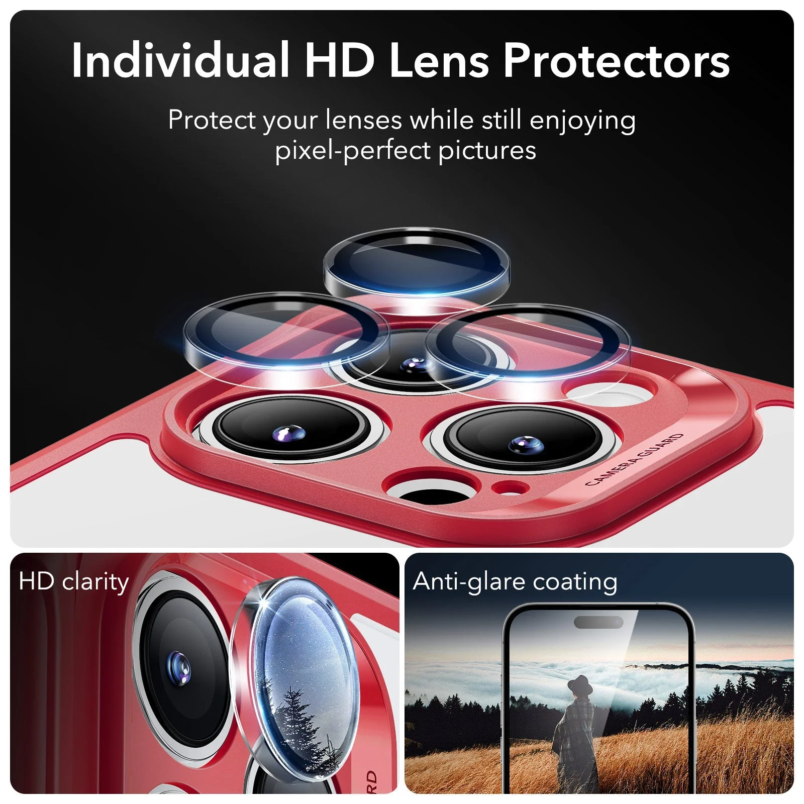 iPhone 14 Pro Max Armor Tough Case (HaloLock) - Clear Red - Image 5