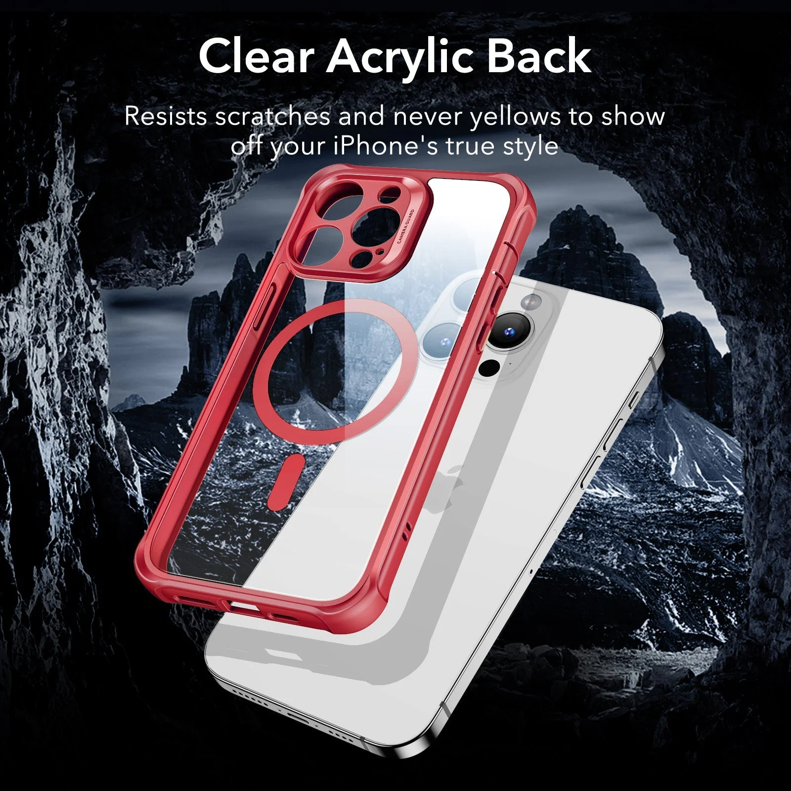 iPhone 14 Pro Max Armor Tough Case (HaloLock) - Clear Red - Image 7