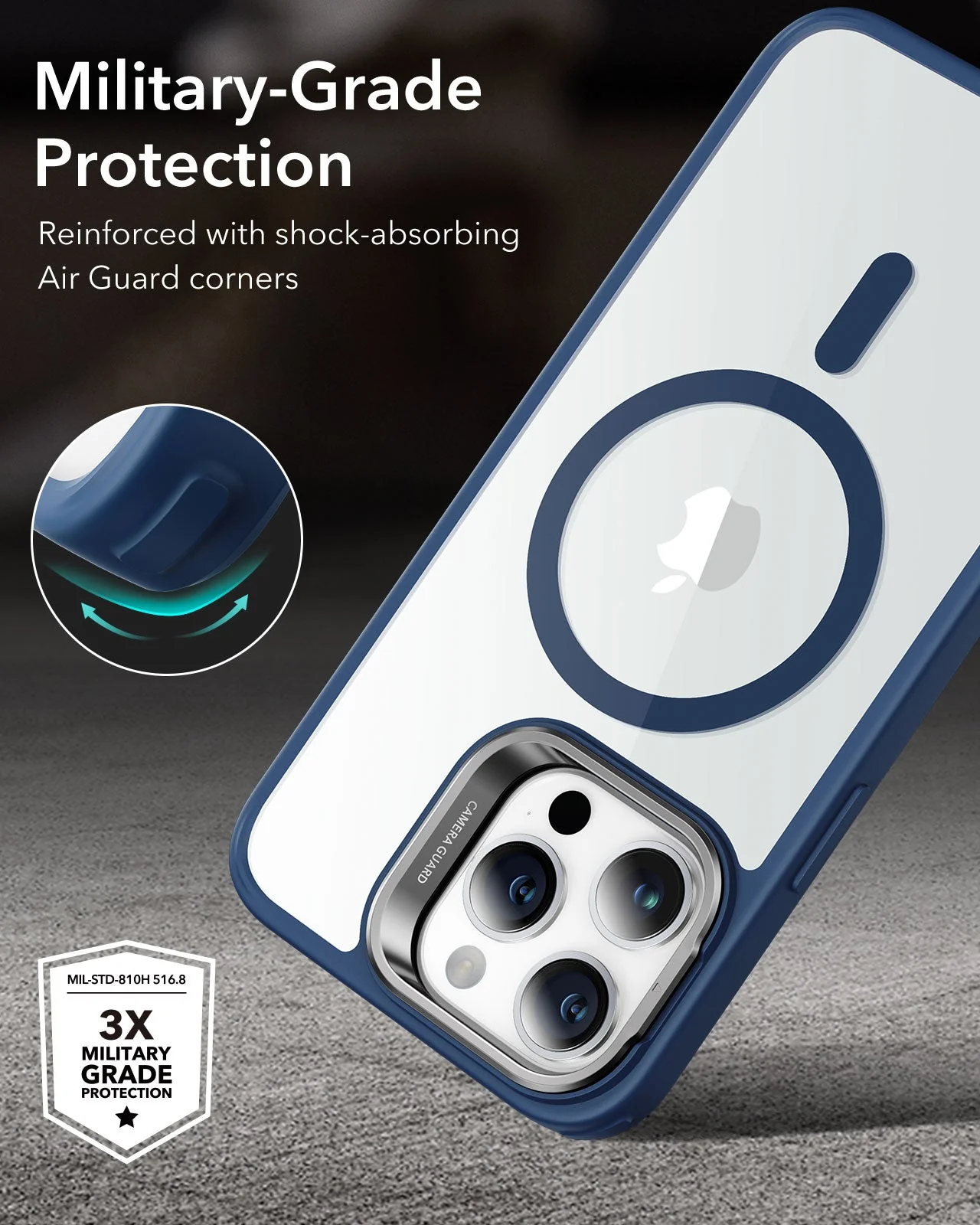 iPhone 14 Pro Max Classic Hybrid Case with Stash Stand (HaloLock) - Clear Black - Image 7
