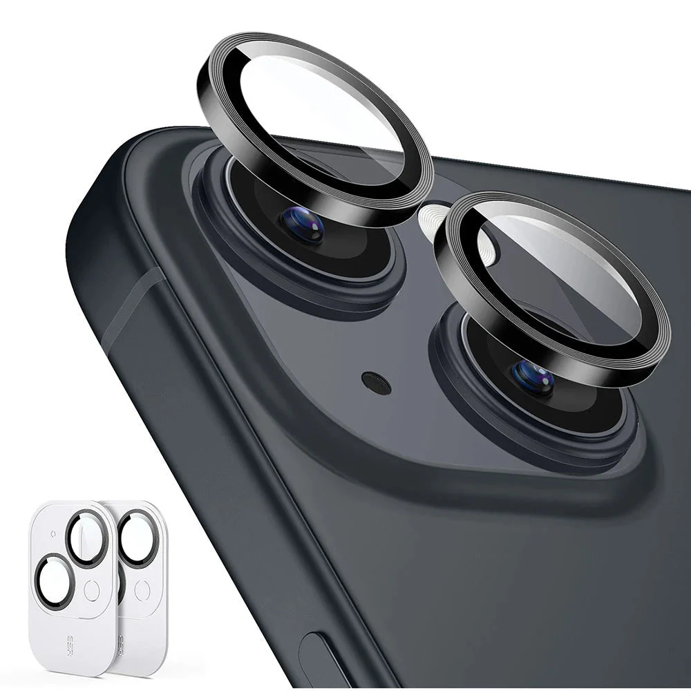 iPhone 15/15 Plus Tempered-Glass Lens Protectors - Black