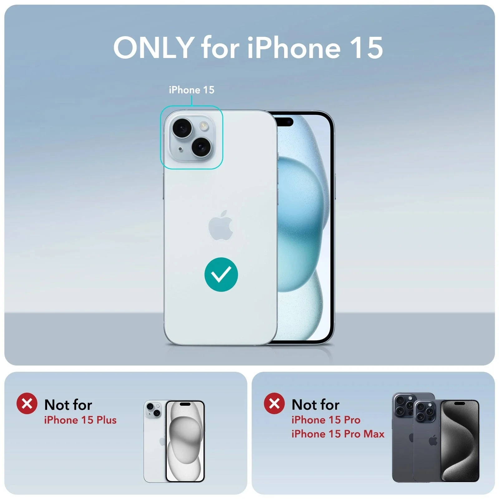 iPhone 15 Cloud Soft Case (HaloLock) - Light Blue - Image 2