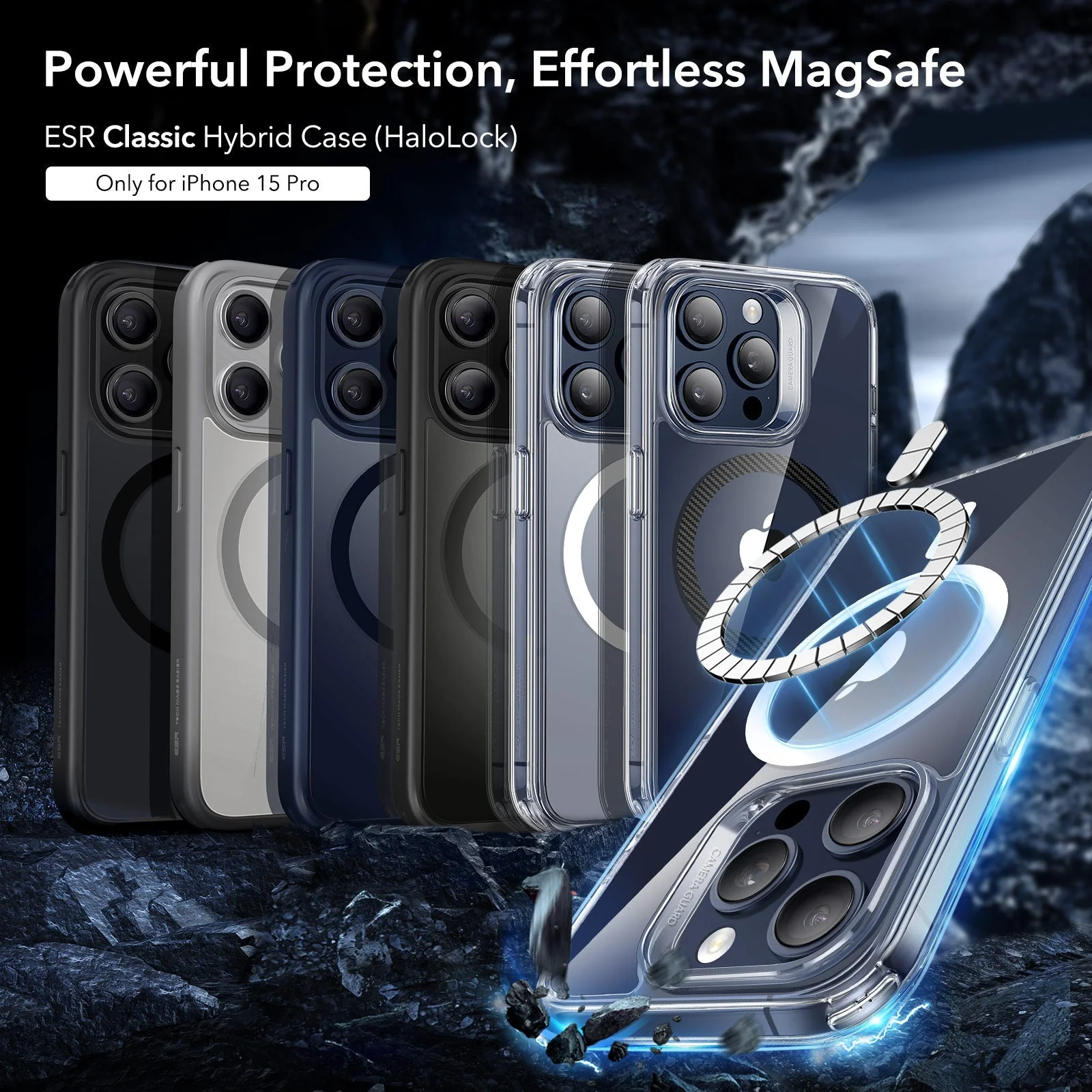 iPhone 15 Pro Classic Hybrid Case (HaloLock) - Carbon Fiber - Image 2