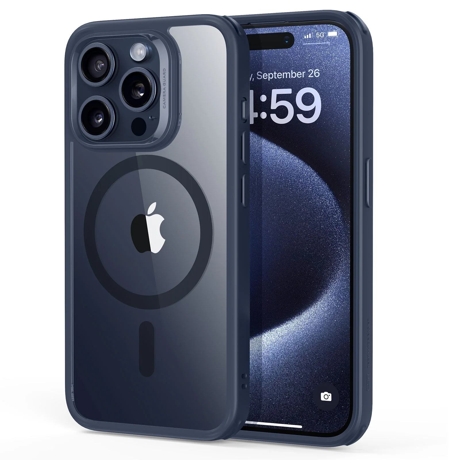iPhone 15 Pro Classic Hybrid Case (HaloLock) - Clear Dark Blue