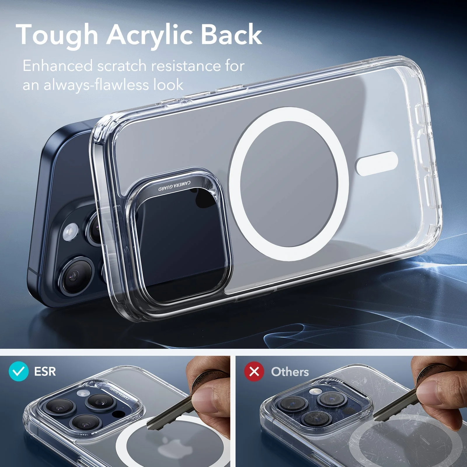 iPhone 15 Pro Classic Hybrid Case (HaloLock) - Clear Dark Blue - Image 5