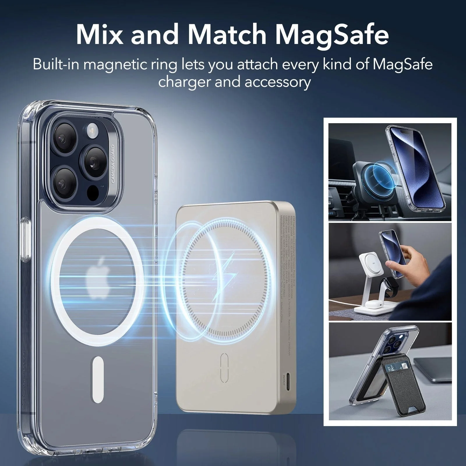 iPhone 15 Pro Classic Hybrid Case (HaloLock) - Clear Dark Blue - Image 7