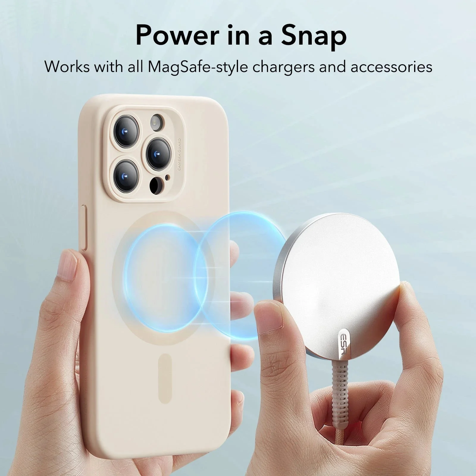 iPhone 15 Pro Cloud Soft Case (HaloLock) - Light Tan - Image 4