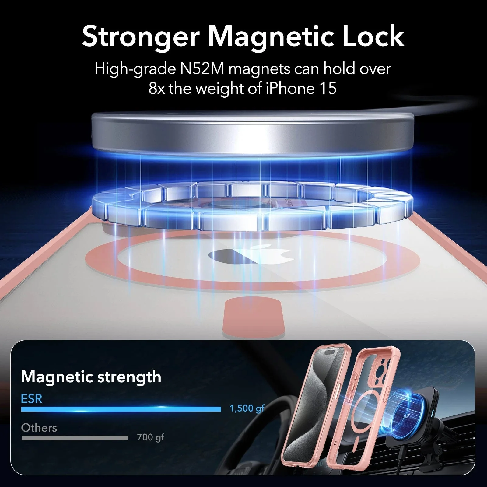 iPhone 15 Pro Max Armor Tough Case (HaloLock) - Clear Pink - Image 4