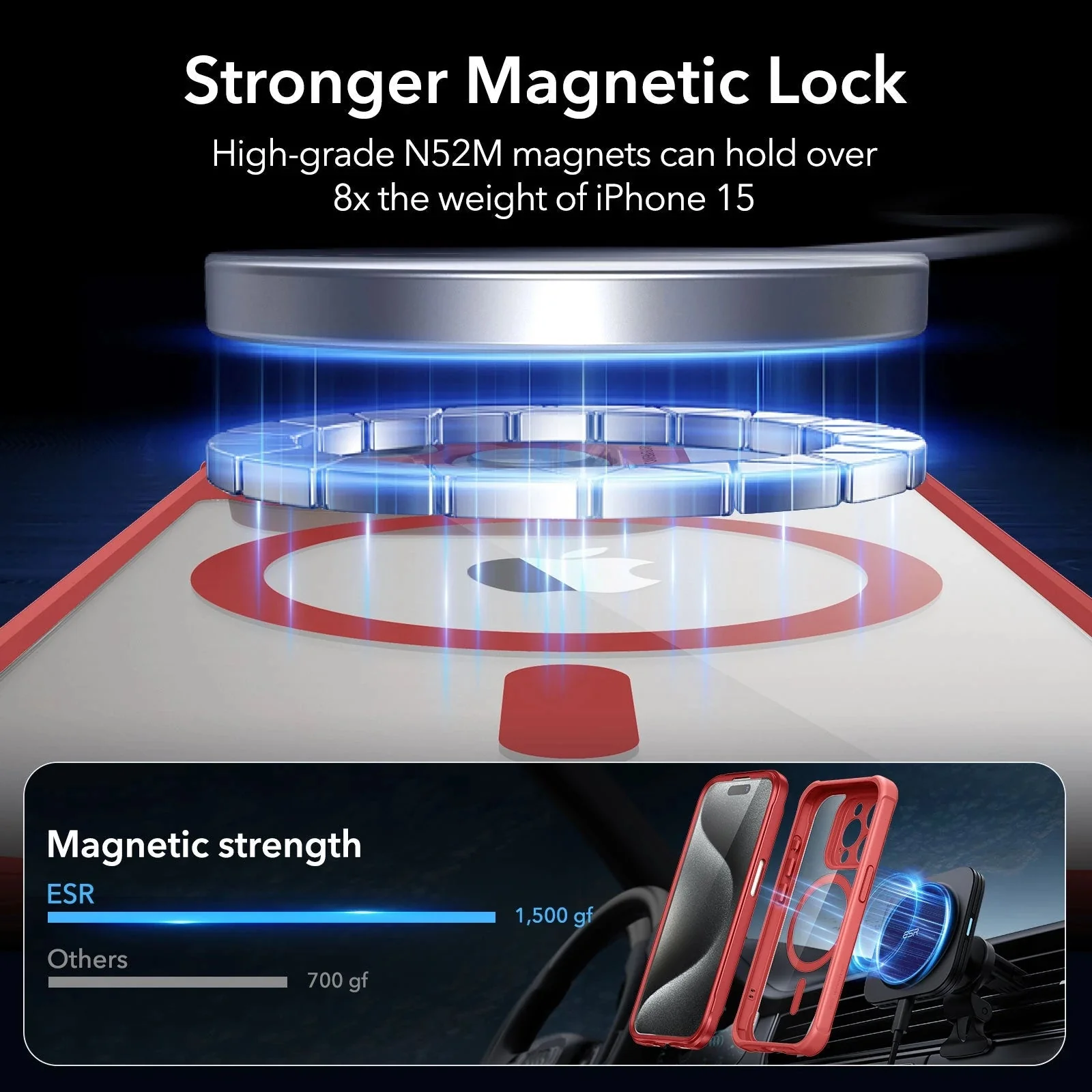 iPhone 15 Pro Max Armor Tough Case (HaloLock) - Clear Red - Image 4
