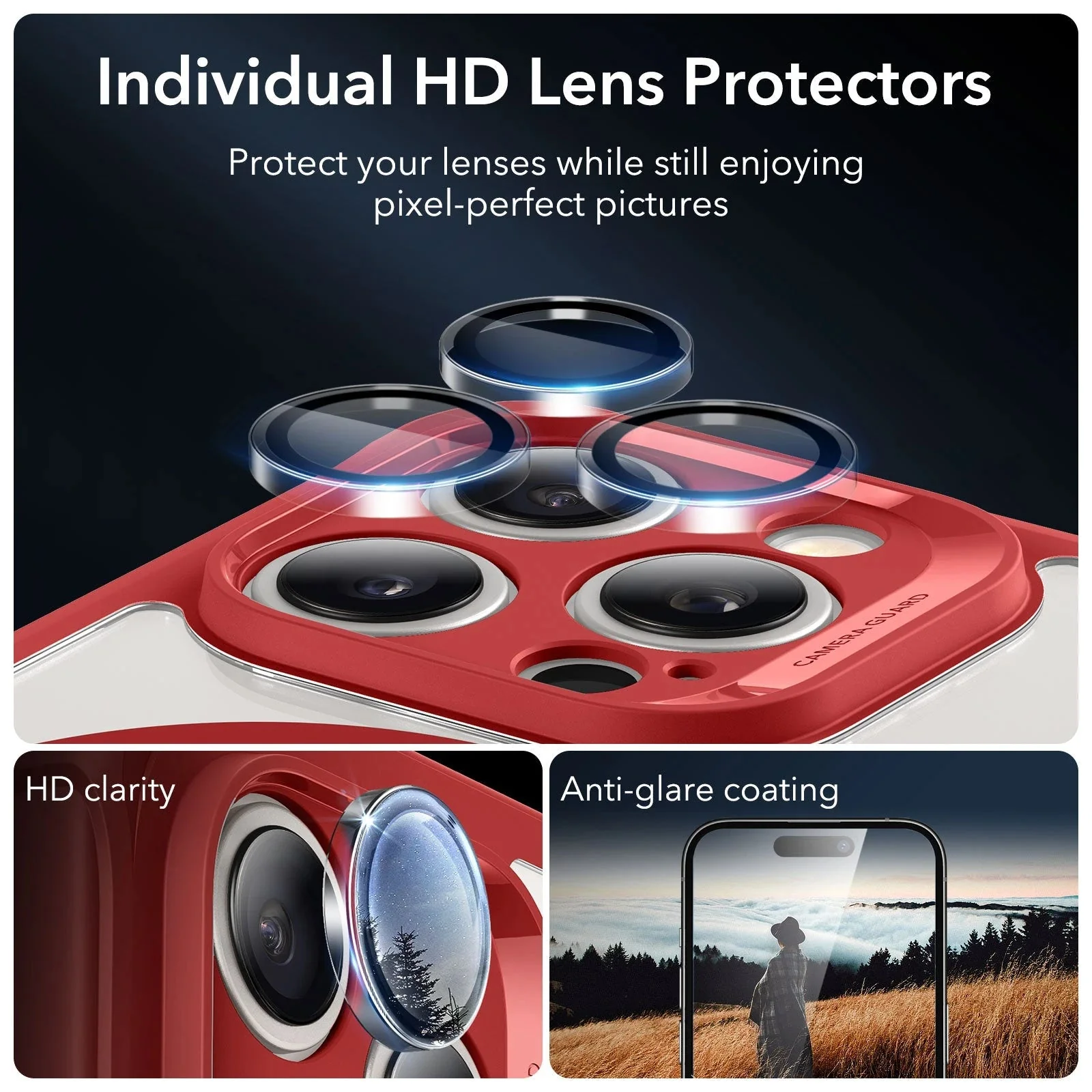 iPhone 15 Pro Max Armor Tough Case (HaloLock) - Clear Red - Image 5